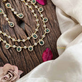 Elegant 2 Layer Green AD Stone Short Neckpiece-Tear drop-G12831